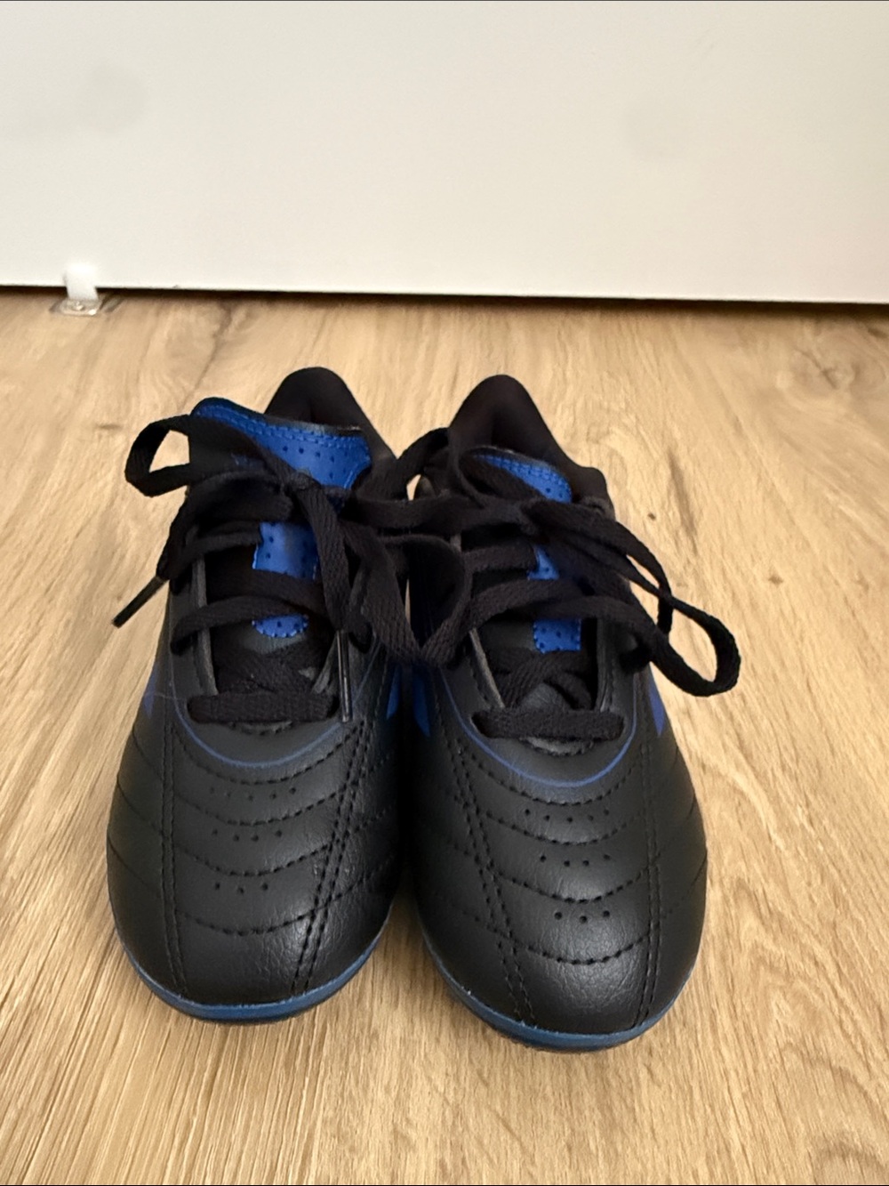 adidas Kids Black and Blue Lace-Up Soccer Cleats